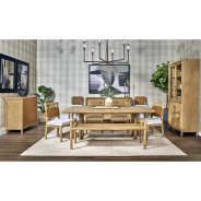 Dorsey 6-Piece Contemporary Dining Set – Table, 4 Chairs & Bench, Light Brown Finish by Modus Furniture