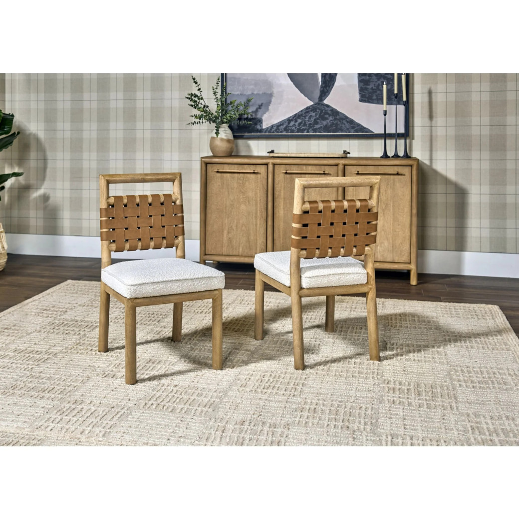 Dorsey 6-Piece Contemporary Dining Set – Table, 4 Chairs & Bench, Light Brown Finish by Modus Furniture