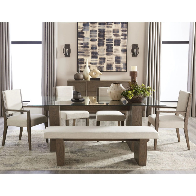 Oakland 6-Piece Contemporary Dining Set – Table, 4 Chairs & Bench, Brunette Finish by Modus Furniture