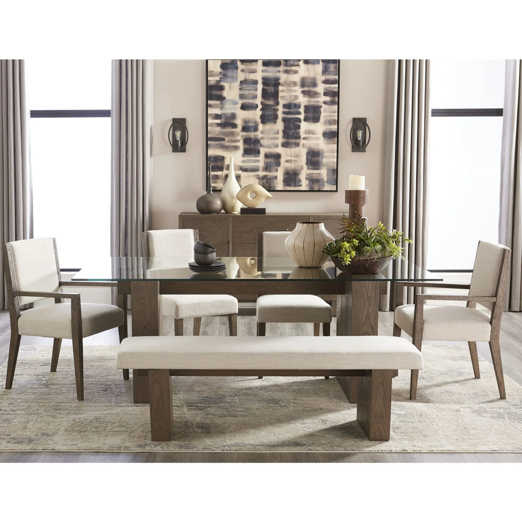 Oakland 6-Piece Contemporary Dining Set – Table, 4 Chairs & Bench, Brunette Finish by Modus Furniture