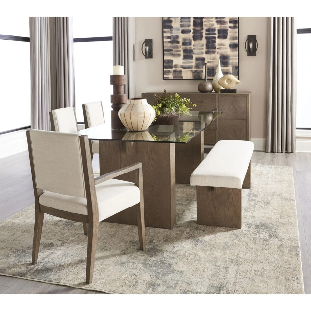 Oakland 6-Piece Contemporary Dining Set – Table, 4 Chairs & Bench, Brunette Finish by Modus Furniture