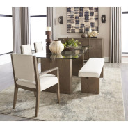 Oakland 6-Piece Contemporary Dining Set – Table, 4 Chairs & Bench, Brunette Finish by Modus Furniture