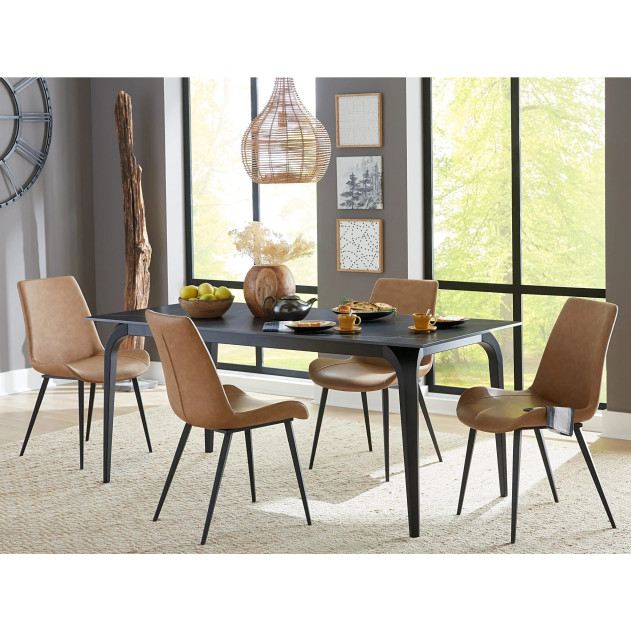 Nicoya 7-Piece Dining Set – Contemporary Style, Black Finish by Modus Furniture