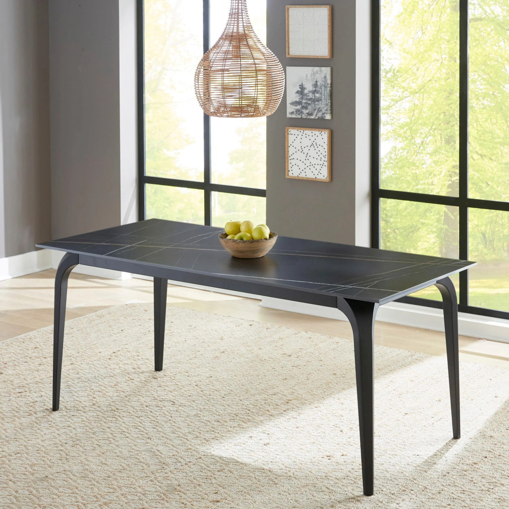 Nicoya 7-Piece Dining Set – Contemporary Style, Black Finish by Modus Furniture