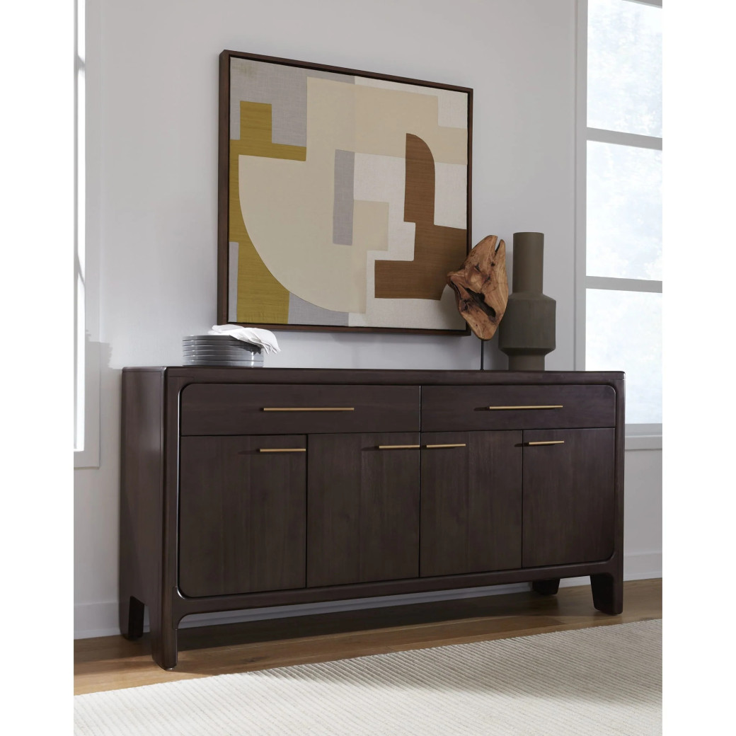 Zamba 7-Piece Dining Set – Contemporary Style, Dark Brown Finish by Modus Furniture