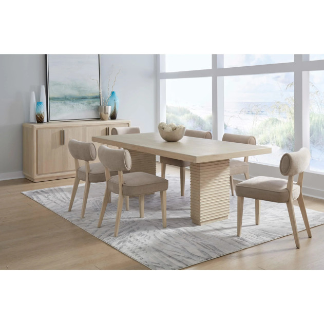 Magnolia 7-Piece Dining Set – Wood Dining Table, Chenille Chairs in Daffodil | Modus Furniture