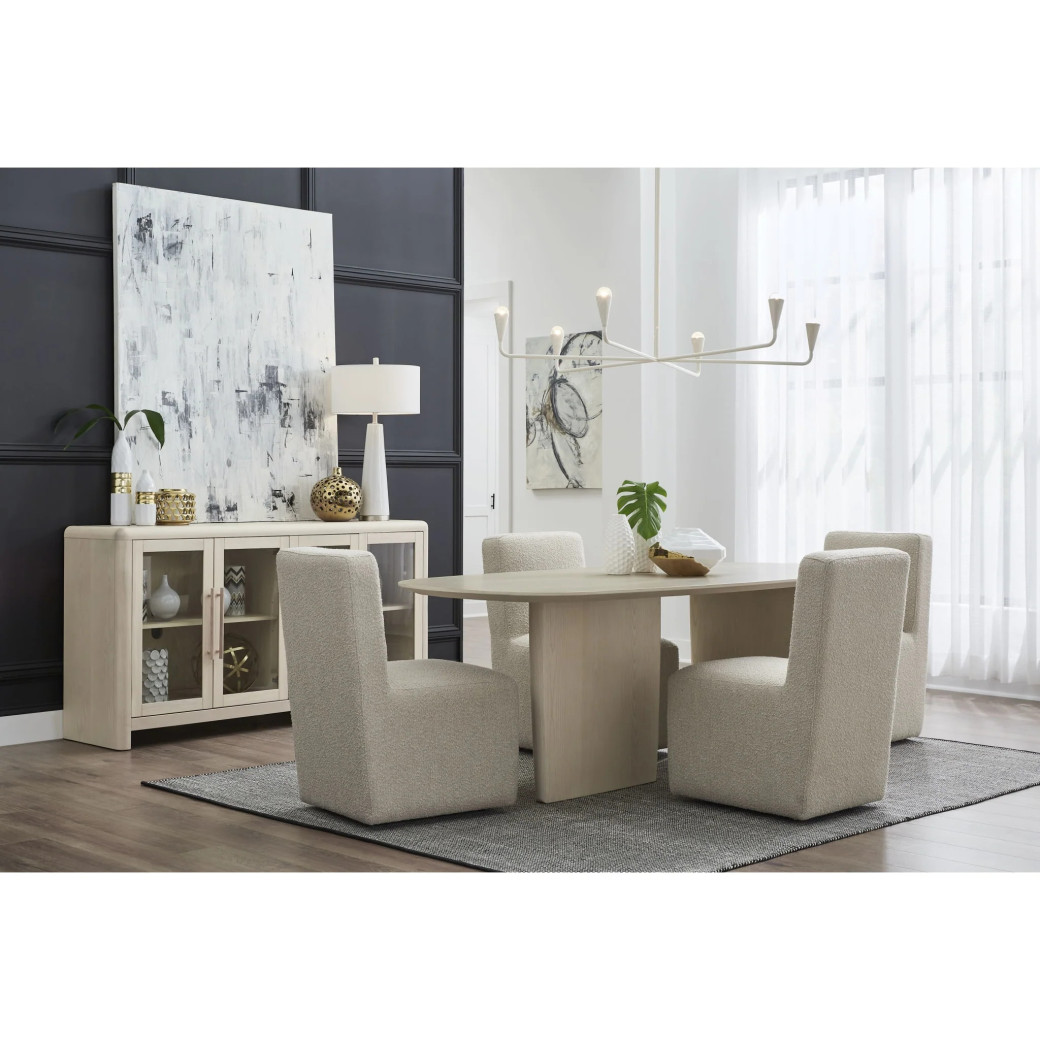 Liv 5-Piece Dining Set – Japandi Style, Oval Ash Wood Table, White Sand Finish by Modus Furniture