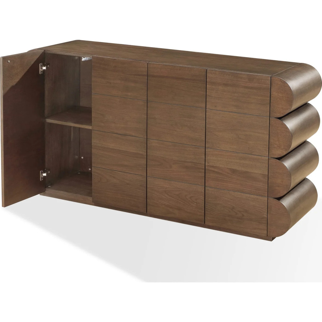 Mataranka 7-Piece Contemporary Dining Set – Rectangular Table, 6 Chairs, Bistre & Brushed Golden Finish by Modus Furniture