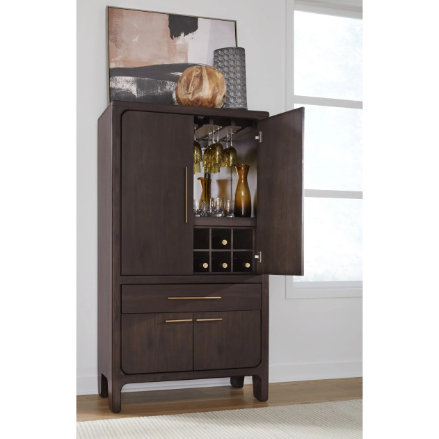 Zamba 7-Piece Dining Set – Contemporary Style, Dark Brown Finish by Modus Furniture