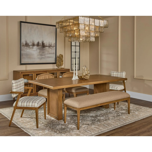 Carlisle 6-Piece Farmhouse Dining Set – Fixed Dining Table, 2 Arm Chairs, 2 Side Chairs & Bench by Modus Furniture