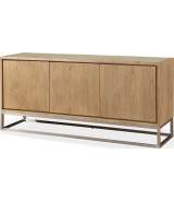 Modern Coastal Sideboard – White Oak Finish with Brushed Stainless Steel Base By Modus Furniture