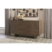 Oakland 3-Drawer Wood Sideboard in Brunette Finish – Contemporary Style by Modus Furniture