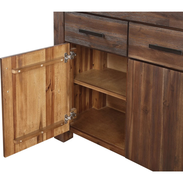Meadow 3-Drawer 3-Door Solid Wood Sideboard in Brick Brown – Contemporary Style by Modus Furniture