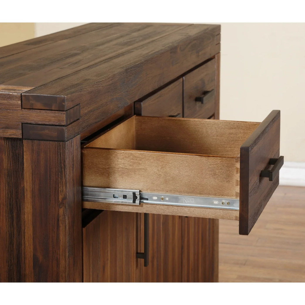 Meadow 3-Drawer 3-Door Solid Wood Sideboard in Brick Brown – Contemporary Style by Modus Furniture