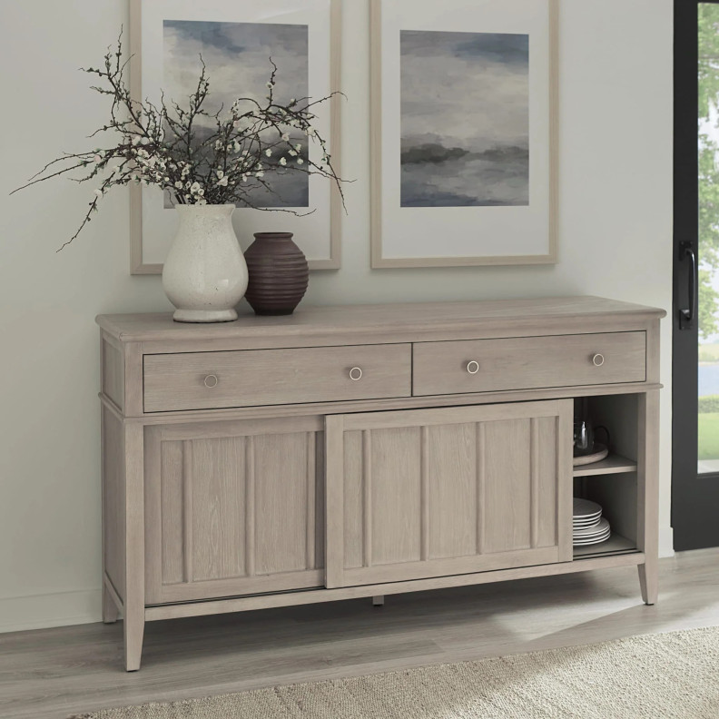 Camden 2-Drawer 2-Door Oak Wood Sideboard in Chai Finish – Contemporary Style by Modus Furniture