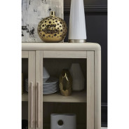 Liv Glass Door Ash Wood Sideboard in White Sand – Japandi Style by Modus Furniture