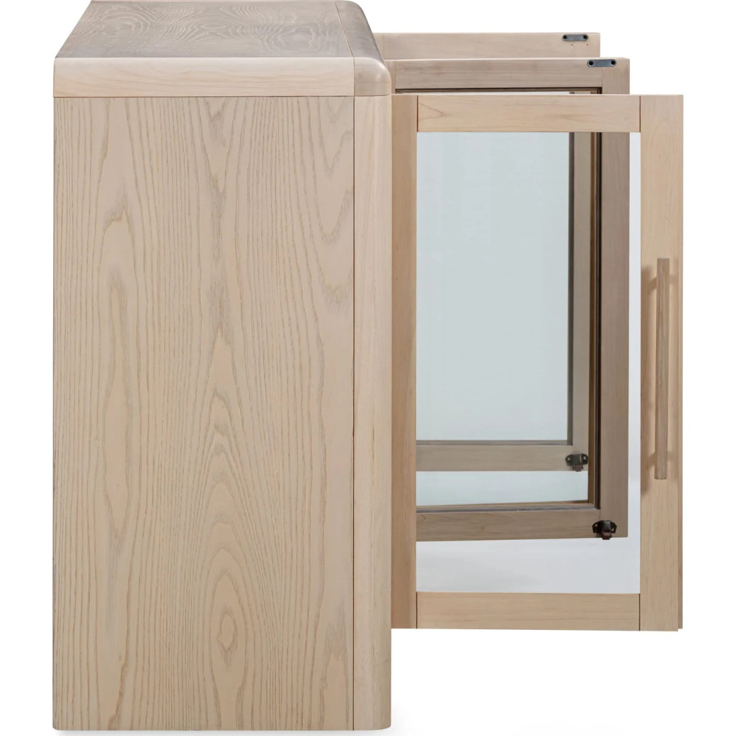 Liv Glass Door Ash Wood Sideboard in White Sand – Japandi Style by Modus Furniture