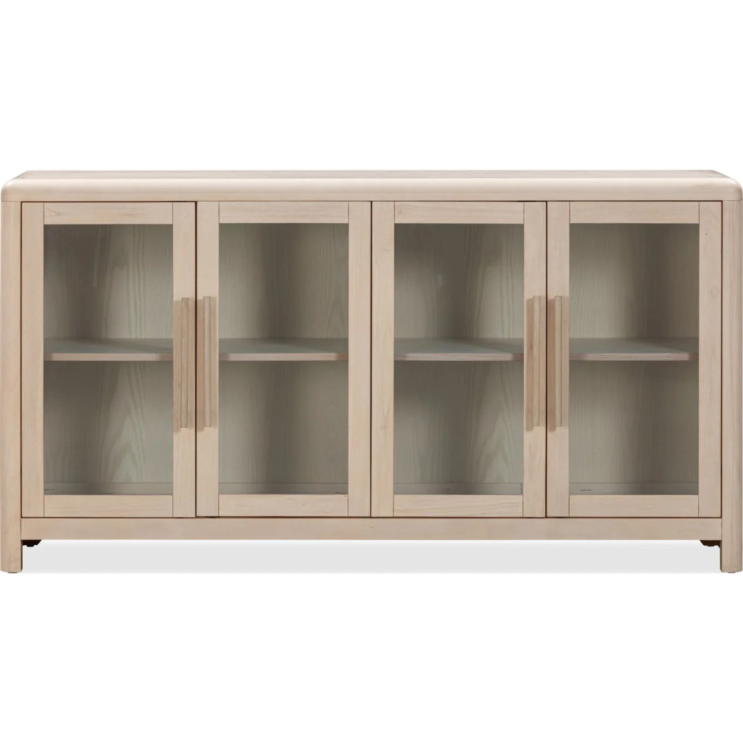 Liv Glass Door Ash Wood Sideboard in White Sand – Japandi Style by Modus Furniture