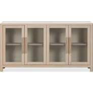 Liv Glass Door Ash Wood Sideboard in White Sand – Japandi Style by Modus Furniture