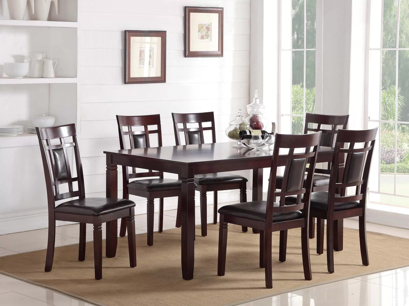 F2294 7-Piece Dining Table Set with 6 Chairs by Poundex Furniture
