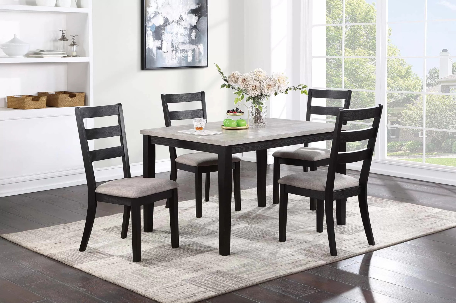 F2603 Black 5-Piece Dining Table Set with 4 Chairs by Poundex Furniture