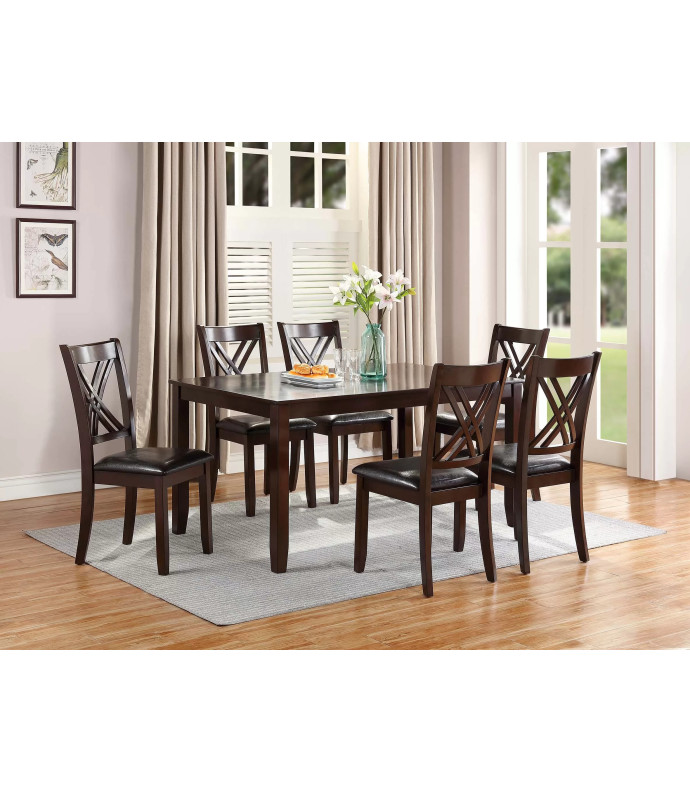 F2554 7-Piece Dining Table Set with 6 Chairs by Poundex Furniture