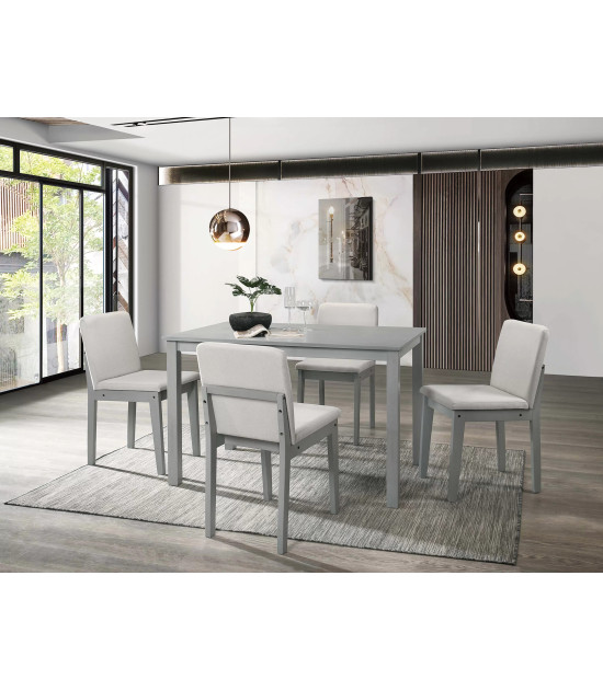 F2612 Silver 5-Piece Dining Table Set with 4 Chairs by Poundex Furniture