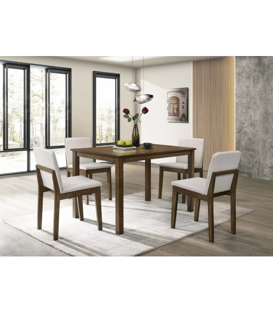 F2613 Oak Finish 5-Piece Dining Table Set with 4 Chairs by Poundex Furniture