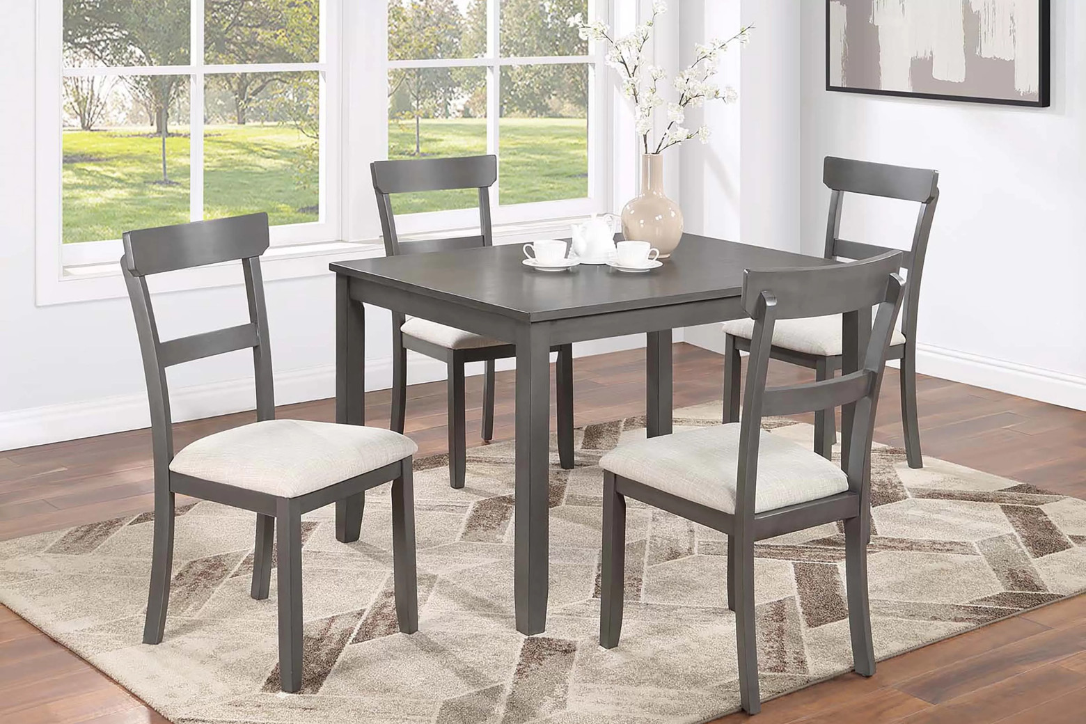 F2621 5-Piece Dining Table Set with 4 Chairs by Poundex Furniture