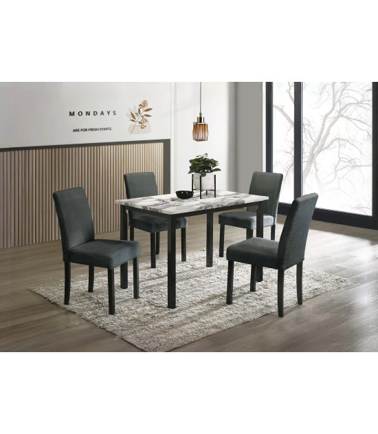 F2628 Charcoal 5-Piece Dining Table Set with 4 Chairs by Poundex Furniture