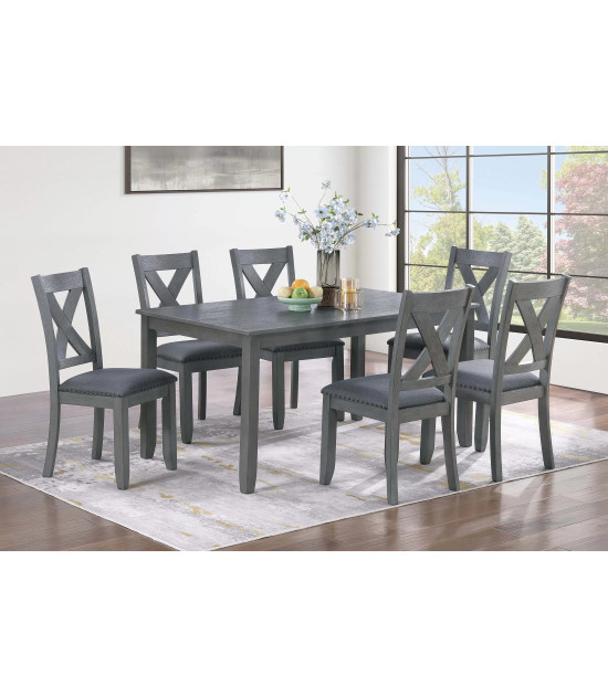 F2638 7-Piece Dining Table Set with 6 Chairs by Poundex Furniture