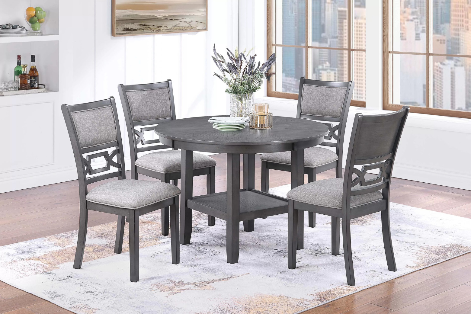 F2640 5-Piece Dining Table Set with 4 Chairs by Poundex Furniture