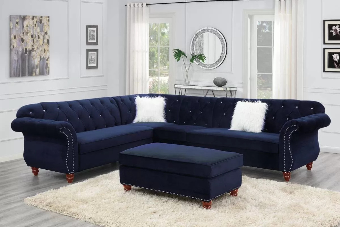 F6434 Indigo 4-Piece Sectional Sofa Set | Poundex Furniture Phoenix AZ