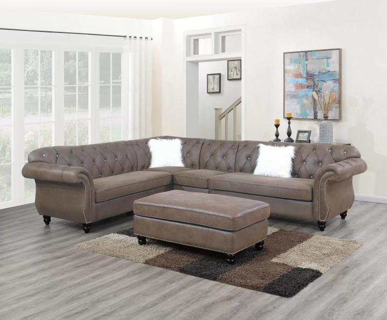F6437 Dark Coffee 4-Piece Sectional Sofa Set | Poundex Furniture Phoenix AZ