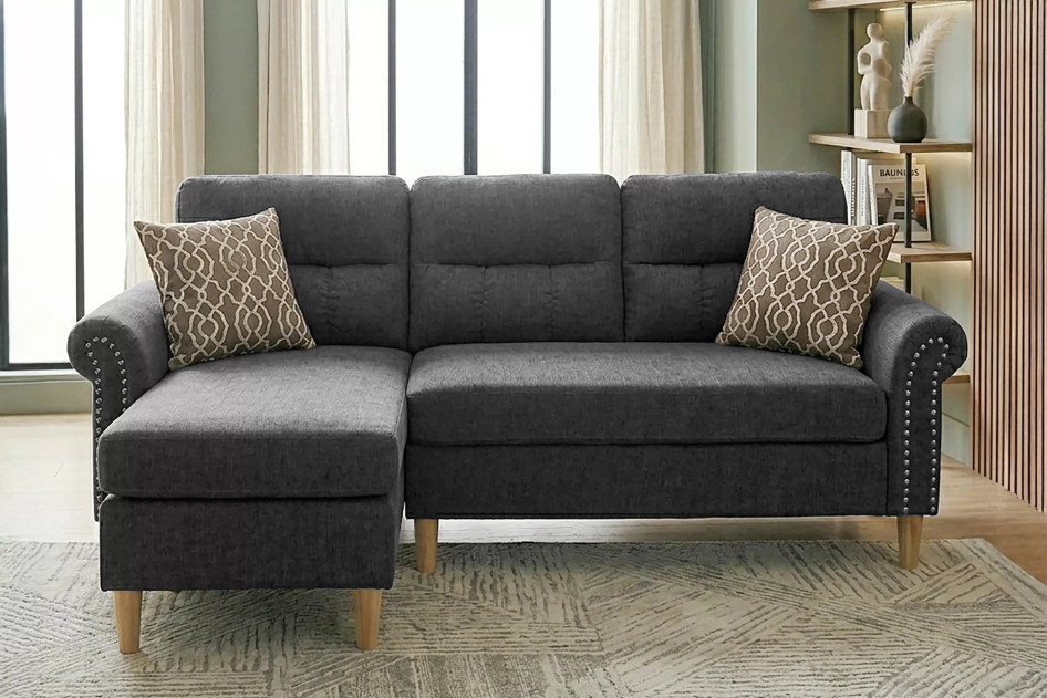 F6447 Slate Reversible Sectional Sofa Set | Poundex Furniture Phoenix AZ