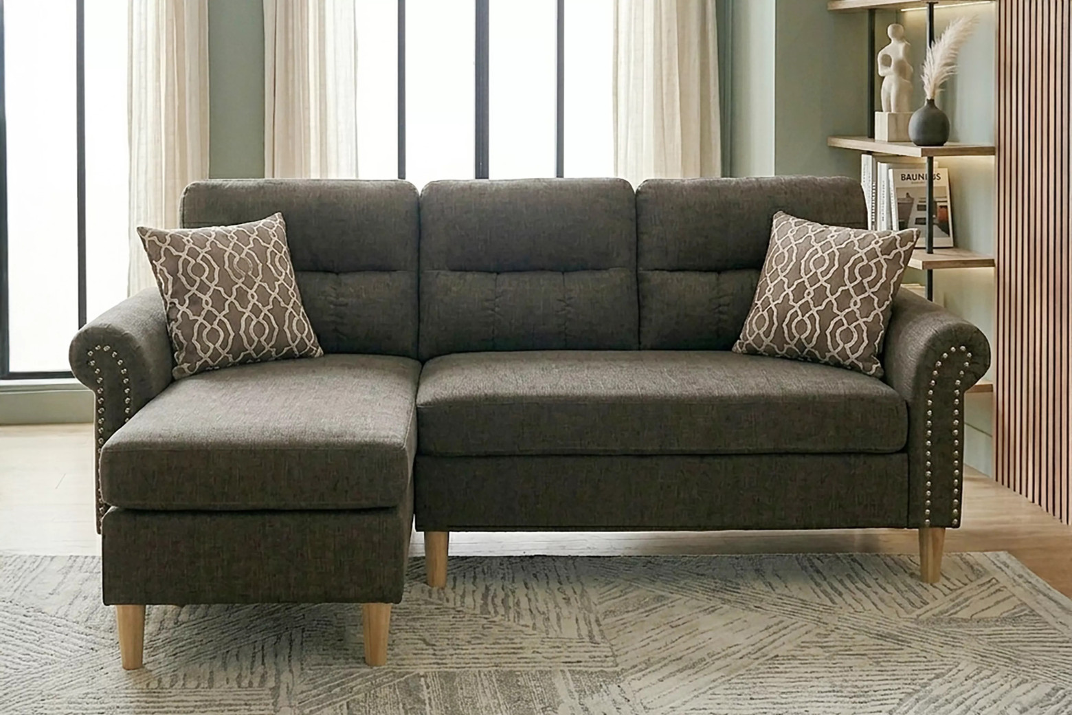 F6448 Tan 2-Piece Reversible Sectional Sofa Set | Poundex Furniture Phoenix AZ