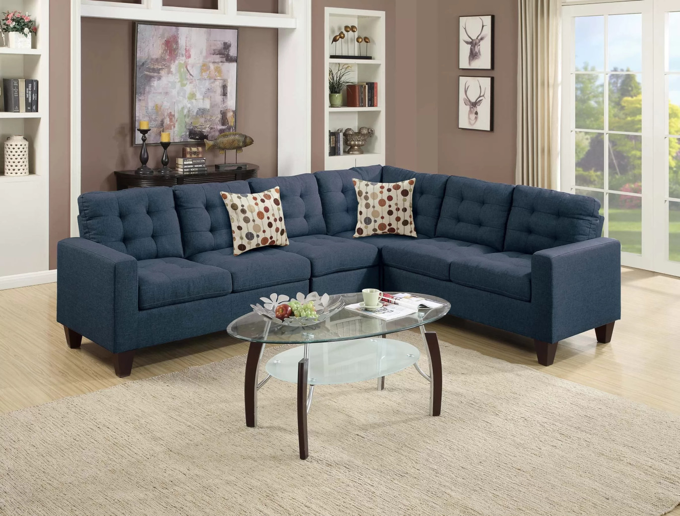 F6938 Navy 4-Piece Modular Sectional Sofa | Poundex Furniture Phoenix AZ