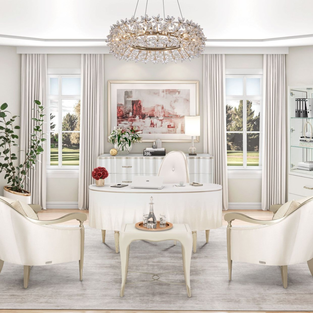 Pearl Finish Desk London Place Collection By Michael Amini