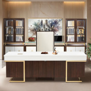 Belmont Place-N Espresso Executive Office Desk – Transitional Style by Michael Amini
