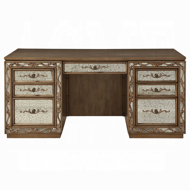 91435 Antique Gold Finish Executive Writing Desk Orianne Collection by Acme Furniture