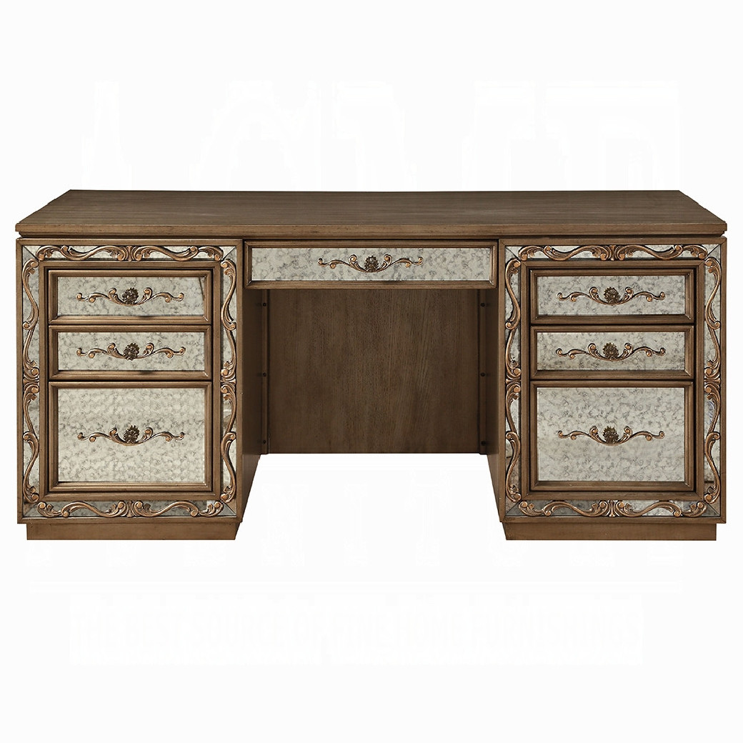 91435 Antique Gold Finish Executive Writing Desk Orianne Collection by Acme Furniture