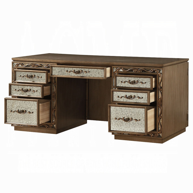 91435 Antique Gold Finish Executive Writing Desk Orianne Collection by Acme Furniture