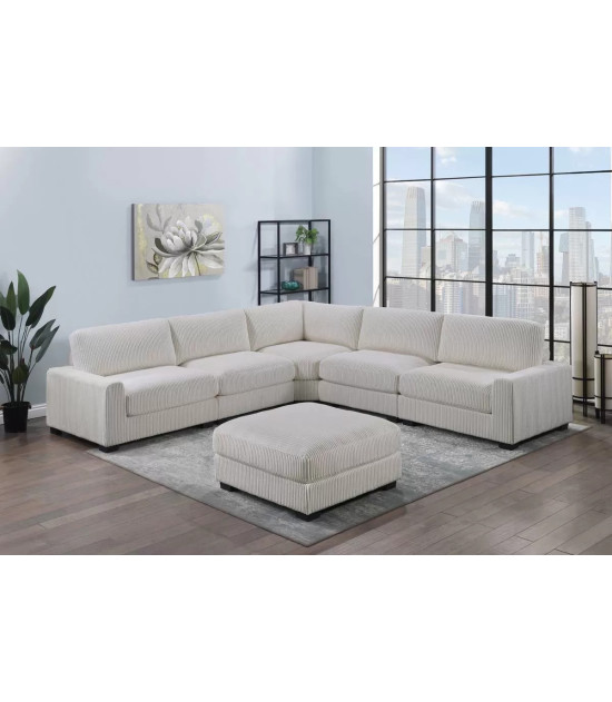 159 Beige 6-Piece XL Modular Sectional Sofa Set with Ottoman by Poundex Furniture | Phoenix AZ