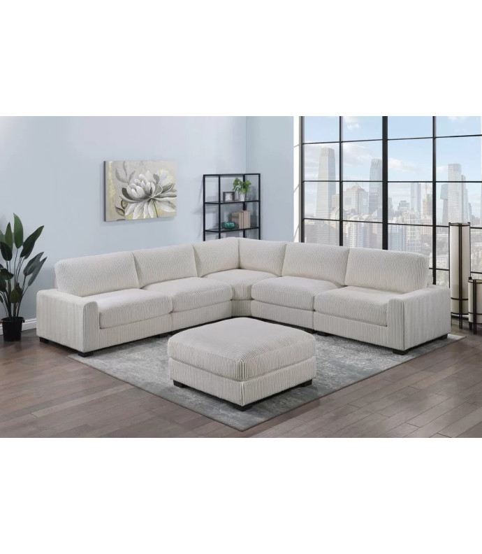 159 Beige 6-Piece XL Modular Sectional Sofa Set with Ottoman by Poundex Furniture | Phoenix AZ