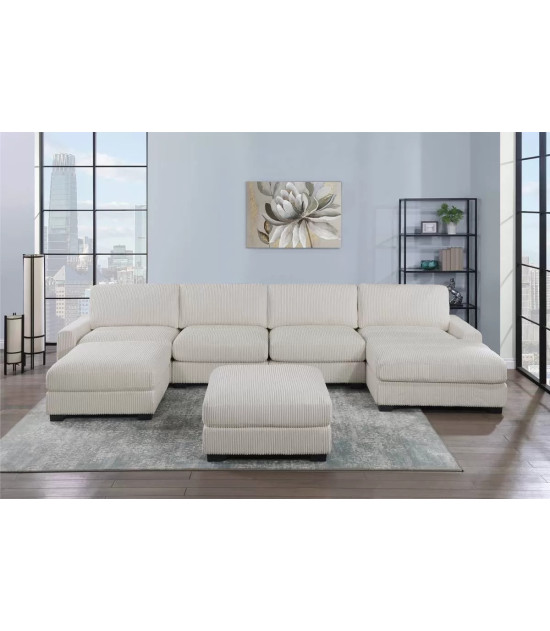160 Beige 6-Piece XL Modular Sectional Sofa Set with ottoman by Poundex Furniture | Phoenix AZ