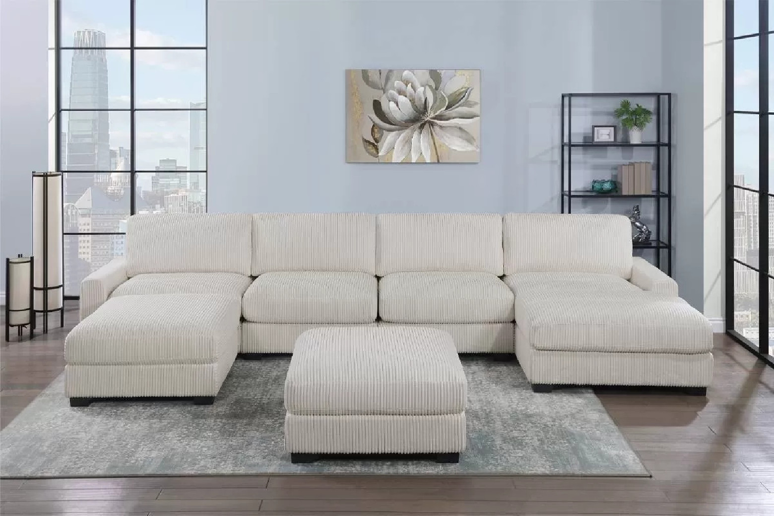 160 Beige 6-Piece XL Modular Sectional Sofa Set with ottoman by Poundex Furniture | Phoenix AZ