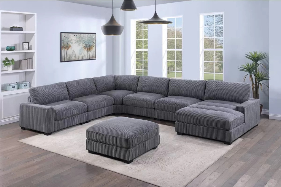 166 7-Piece XL Gray Modular Sectional Sofa Set with Ottoman by Poundex – Phoenix, AZ