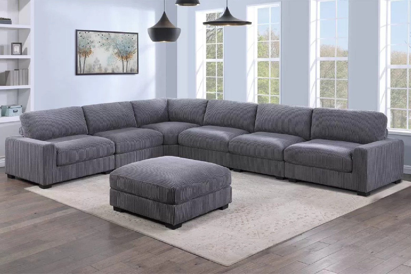 167 Poundex 7-Piece Gray Modular Sectional with Ottoman | Phoenix