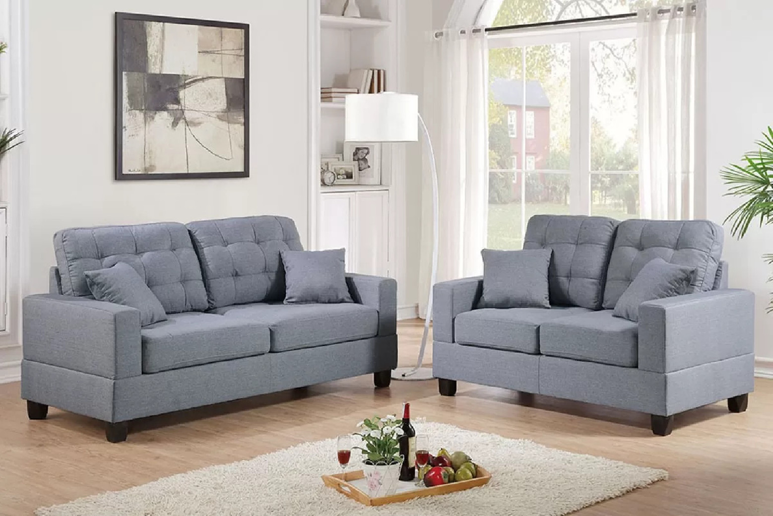 F7858 2-Piece Gray Sofa & Loveseat Set by Poundex Furniture – Phoenix, AZ