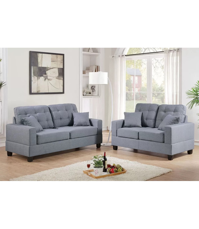 F7858 2-Piece Gray Sofa & Loveseat Set by Poundex Furniture – Phoenix, AZ